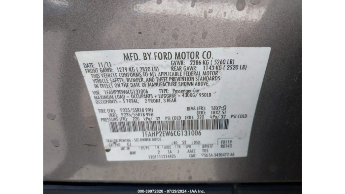 2012 Ford Taurus Sel - Image 10